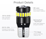Комплект от 2 броя LED Лед Диодни Крушки За Габарит T10 W5W – 3030 + 3014 SMD, студено бяла светлина 6000K, 12–24V, CANBUS без грешки