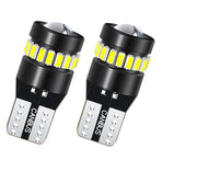 Комплект от 2 броя LED Лед Диодни Крушки За Габарит T10 W5W – 3030 + 3014 SMD, студено бяла светлина 6000K, 12–24V, CANBUS без грешки