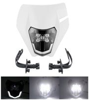 Маска с LED Фар за мотор, мотоциклет Бяла с къси и дълги светлини - Универсален модел за ENDURO / Trail / Streetfighter