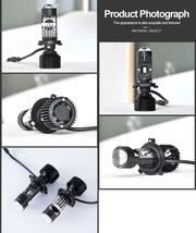 Комплект LED крушки с лупа, Y10 H7, 200%, 50W 6400LM, 6000K, 360° Canbus без грешки – 12V
