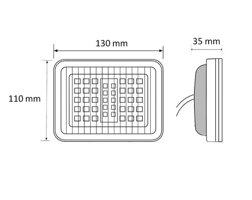 LED бяла задна светлина – габарит с 70 LED диода, 12–24V