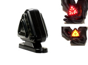 Опушен LED габарит токос тип рогче 12V-24V, оранжево-червено, триъгълна форма - за ремаркета, платформи, камиони и др.