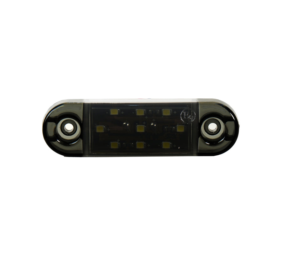 Опушен LED габарит маркер с 9 диода, Бял, 12V-24V, 20см кабел