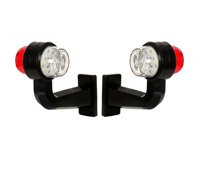 Комплект 2 бр. LED маркери рогчета 12V-24V, бяло-червено - за ремаркета, платформи, камиони и др.