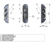 Опушен LED габарит, токос, 12V-24V, бяла, червена и оранжева светлина - за ремаркета, платформи, камиони и др.