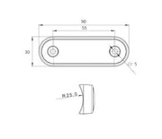 Опушен LED габарит, маркер, токос, Червен, 4 диода, 12V-24V - с извит гръб за монтаж на Ролбар, Булбар