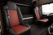 Комплект 1+1 тапицерия от еко кожа за MAN TGX 2015-2020 - червено-черно