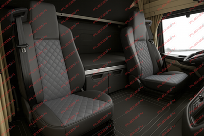 Комплект 1+1 тапицерия от еко кожа за MAN TGX EURO 6 2021+ - сиво-черно