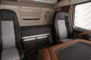 Комплект 1+1 тапицерия от еко кожа за DAF XF 106 2015-2021 - сиво-черно
