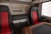 Комплект 1+1 тапицерия от еко кожа за DAF XF 106 2015-2021 - червено-черно