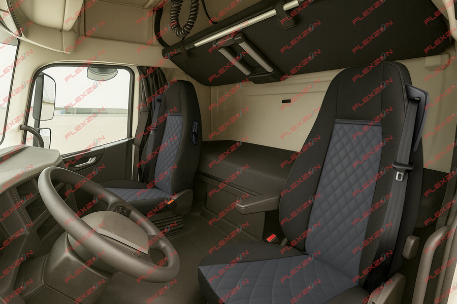 Комплект 1+1 тапицерия от еко кожа за VOLVO FH12 EURO 5 2006- 2015 - черно