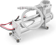 Преносим авто въздушен компресор 12V, 300 PSI, дебит 1.8 CFM, с метален маркуч - за пневматично окачване, офроуд, клаксони и въздушни системи