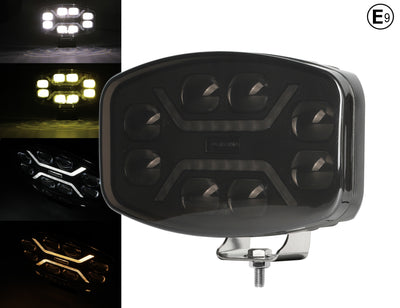 LED Халоген Фар DRL бяла/жълта светлина - Опушен - 12-24V за джип, камион, агротехника и др.