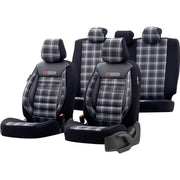 Комплект Луксозна Тапицерия OTOM текстил с еко кожа GTI SPORTS Design – Черна със сив шев, за Предни и Задни Седалки
