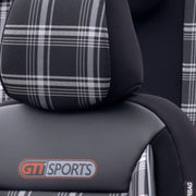 Комплект Луксозна Тапицерия OTOM текстил с еко кожа GTI SPORTS Design – Черна със сив шев, за Предни и Задни Седалки