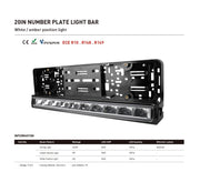 Рамка за Номер с Вграден LED Бар 20 51cm 12v 24v Бяла и Оранжева Дневна DRL Габаритна Светлина