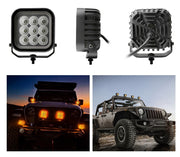 64W LED Халоген Бял, Разпръсната светлина с жълта и червена DRL светлина 12V-24V