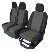 2+1 Комплект Тапицерия за Ford Transit Custom 2013-2023 с отвор на двойната седалка - черно