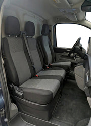 2+1 Комплект Тапицерия за Ford Transit Custom 2013-2023 с отвор на двойната седалка - черно