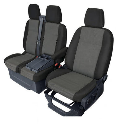 2+1 Комплект Тапицерия за Ford Transit Custom 2013-2023 с отвор на двойната седалка - черно