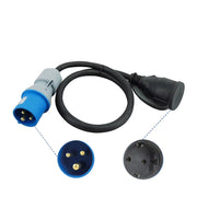 Кабел адаптер от CEE щепсел към Шуко контакт - IP44 – 230V / 16A, 3G2.5, за кемпер, каравана и къмпинг