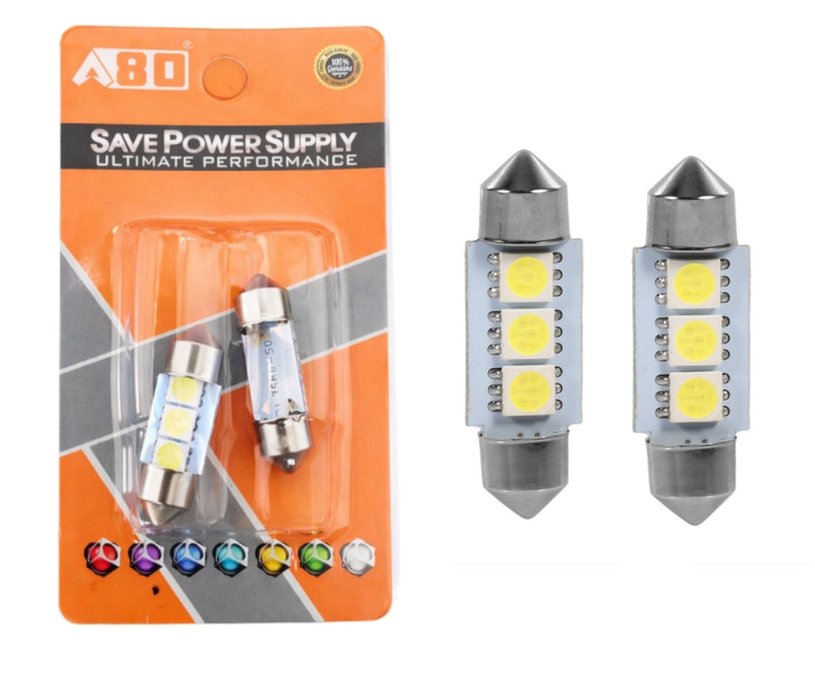 Комплект 2 бр. LED крушки C5W 31 mm, 3x SMD 5050, 6000–6500K бяла светлина – блистер