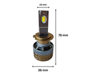 Комплект Smart LED крушки H7 – Два цвята, CSP Dual Color 3500K – 6500K, Bluetooth приложение, CANBUS, 70W, 12–24V