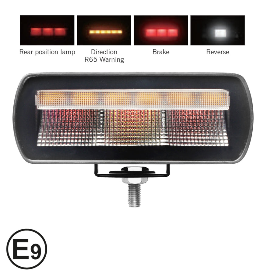 Мултифункционален LED стоп Flexzon – габарит / мигач / заден ход / аварийна блиц светлина с 4 функции, IP67/69K, 12–24V