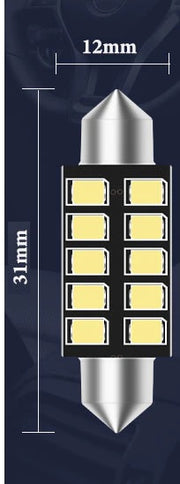 Комплект от 2 броя LED Лед Диодни Крушки 8 SMD 31мм 12V Бяла Светлина в блистер