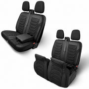 Комплект луксозна тапицерия PANDA за FORD TRANSIT CUSTOM MK1 2012-2023, Еко кожа и текстил, Черно/Сиво