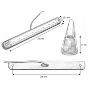 Бял LED Габарит / Маркер с NEON ефект - 16 диода 12V-24V 235mm