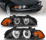 Комплект тунинг фарове с Angel Eyes за BMW 5-та серия E39 1997–2003г. черни с крушки