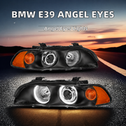 Комплект тунинг фарове с Angel Eyes за BMW 5-та серия E39 1997–2003г. черни с крушки