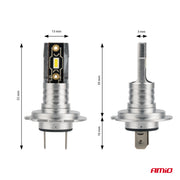 LED Крушки H7 / H18 AMiO H-Mini Series, 42W, 6500K Бяла Светлина, CANBUS, E9 R10, 12V / 24V, Комплект 2 Броя
