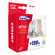 Халогенни Крушки H7 AMiO LumiTec Limited +130%, 12V, 55W, 4300K, E1, Комплект 2 Броя