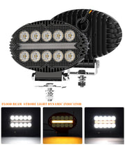 Универсален LED халоген с бяла светлина и оранжев DRL - 10 диода, 2000 lm, 12V-24V, IP67, 5 режима на работа, стробоскопичен режим и динамичен мигач