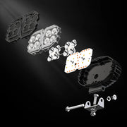 Универсален LED халоген с бяла светлина и оранжева DRL - 8 диода, 4000 lm, 12V–24V, IP67, 5 режима на работа, стробоскопичен режим и динамичен мигач