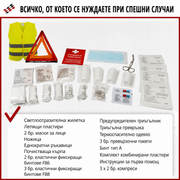 Автомобилна аптечка DIN 13164-2022 + светлоотразителна жилетка и авариен триъгълник – Европейски стандарт, покриващ новите изисквания в Гърция