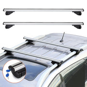 Aлуминиеви греди за багажник с ключалки за Volkswagen Amarok, Bora, Caddy, Golf, Jetta, Passat, Polo, Sharan, Tiguan, Touareg, Touran и Up! с повдигнати надлъжни релси (Raised Rails) 120 см, до 75 кг, Сребристи
