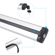 Aлуминиеви греди за багажник с ключалки за Ford Bronco Sport, EcoSport, Edge, Escape, Expedition, Explorer, Kuga, Mondeo, Tourneo с повдигнати надлъжни релси (Raised Rails) 120 см, до 75 кг, Сребристи