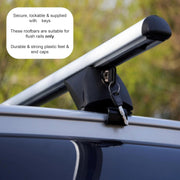 Стоманени греди за багажник с ключалки за Toyota Auris, Avensis, Corolla, Corolla Cross, Highlander, RAV4 и Yaris Cross с плътни надлъжни релси (Flush Rails), 120 см, до 90 кг, Черни