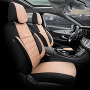 Комплект Тапицерия SelectedFit Pro Design by OTOM текстил с кожа – Черно-Бежова, за Предни и Задни Седалки