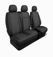 Комплект 2+1 Тапицерия за MERCEDES SPRINTER W906 2006-2018 – Еко кожа, Черна с бял шев, 8 части