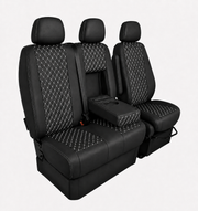 Комплект 2+1 Тапицерия за MERCEDES SPRINTER W906 2006-2018 – Еко кожа, Черна с бял шев, 8 части