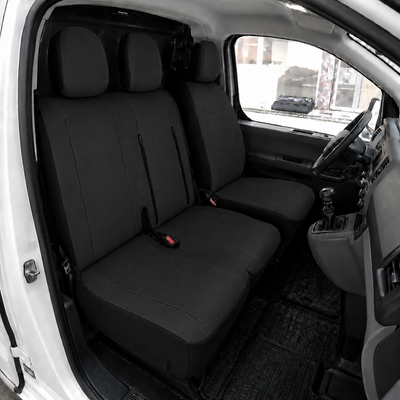 2+1 Тапицерия от еко кожа за предни седалки за Peugeot Expert, черна, 7 части