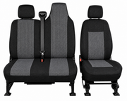 2+1 Текстилна тапицерия за предни седалки за Renault Master 2009–2016 г., черно-сива, 6 части