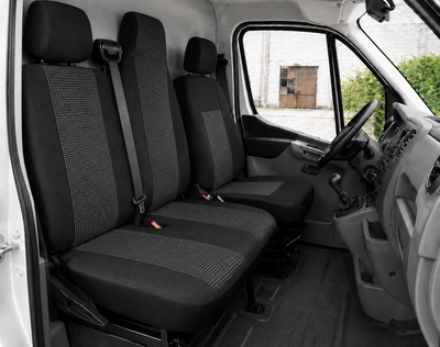 2+1 Текстилна тапицерия за предни седалки за Renault Master 2009–2016 г., черна, 6 части
