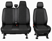 2+1 Тапицерия за предни седалки за Renault Master, текстил и еко кожа, черна, 6 части