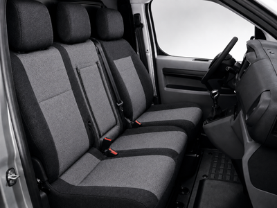 2+1 Текстилна тапицерия за предни седалки за Peugeot Expert 2016+, черно-сива, 7 части