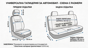 Универсална тапицерия от еко кожа за автомобил, делима задна облегалка с 3 ципа 60/40, 50/50, 40/60, черна, 9 части